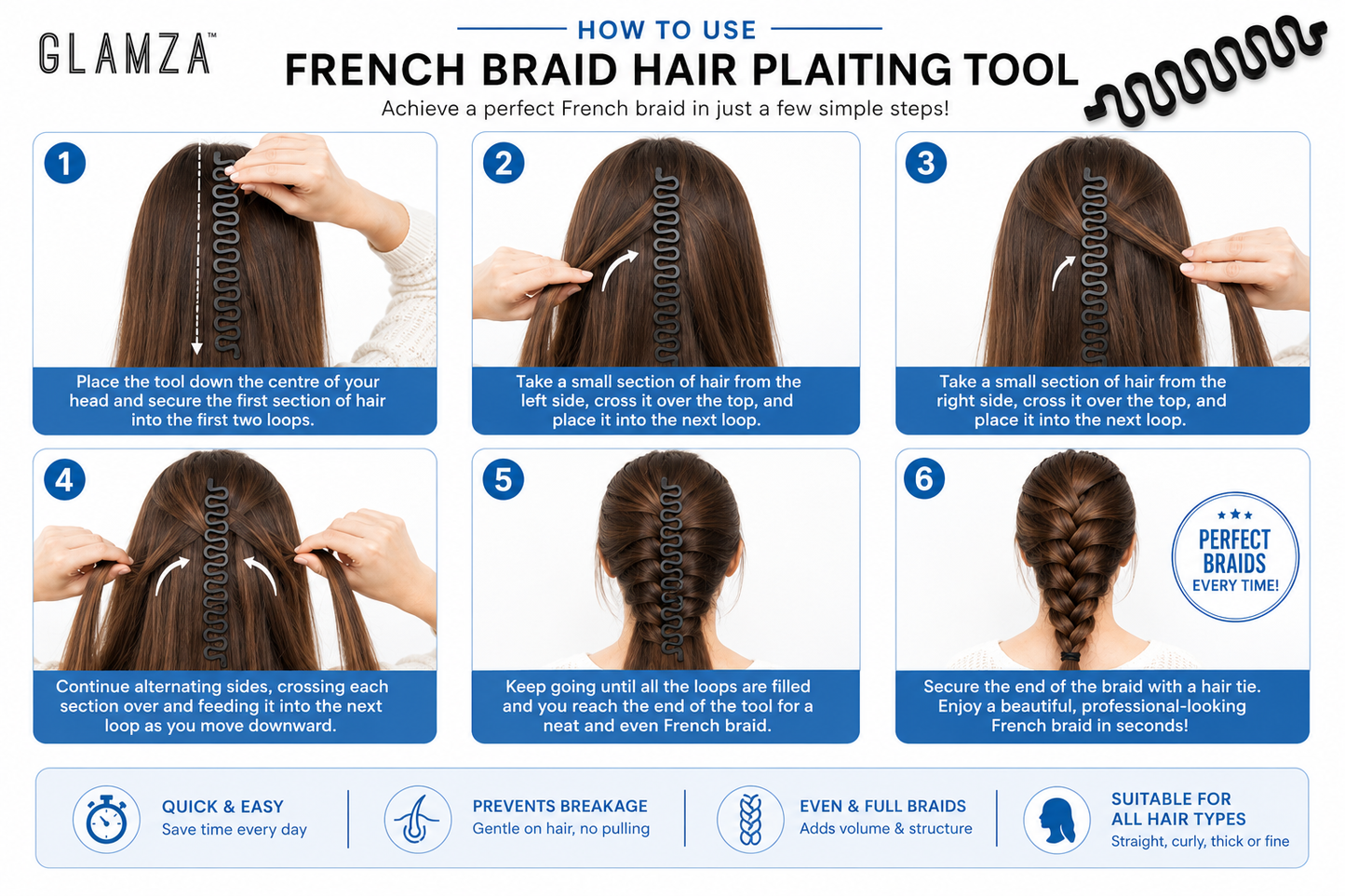 Glamza French Braid Plait Hair Braiding Tool