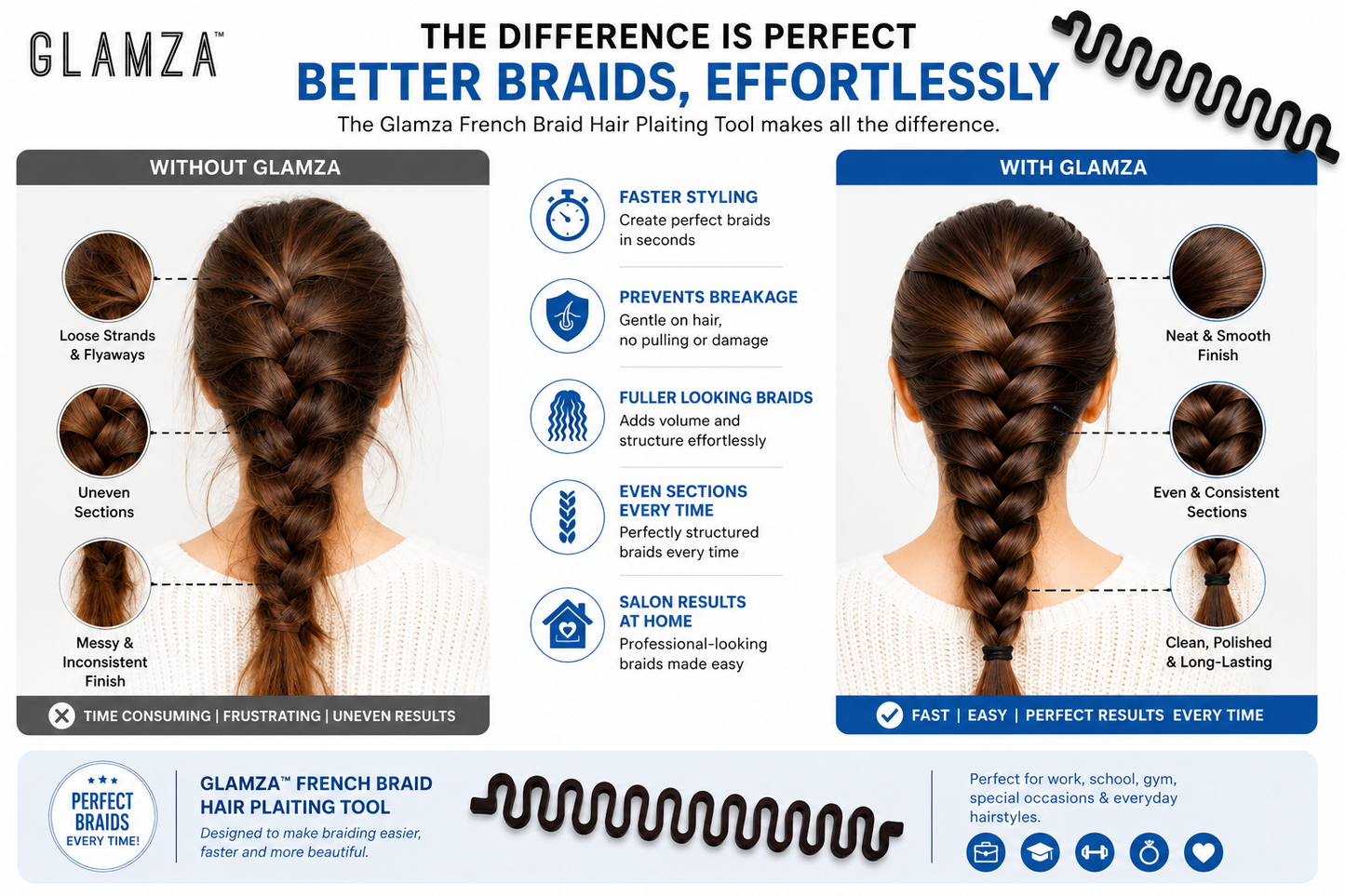 Glamza French Braid Plait Hair Braiding Tool