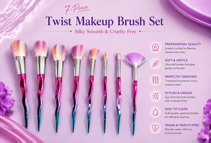 7-Piece Twist Makeup Brush Set – Silky Smooth & Cruelty-Free