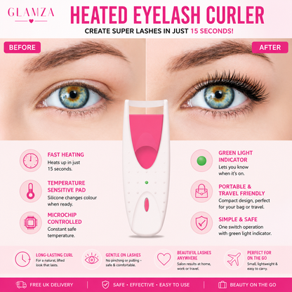 Glamza Heated Eyelash Curler – Fast, Safe & Long-Lasting Lash Curling