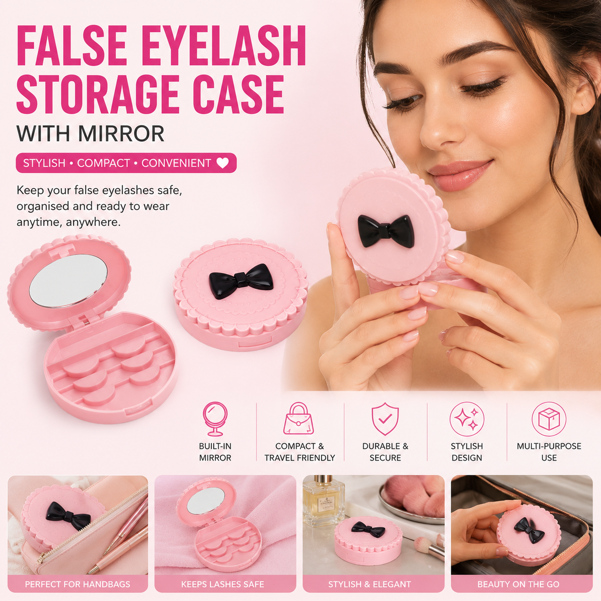 Glamza False Eyelash Storage Case with Mirror