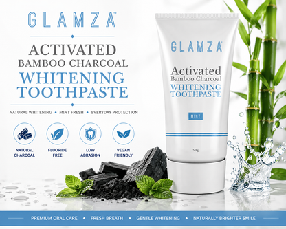 Glamza Activated Bamboo Charcoal Whitening Toothpaste 50g