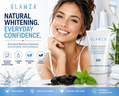 Glamza Activated Bamboo Charcoal Whitening Toothpaste 50g