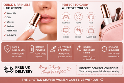 Glamza Mini Lipstick Lady Shaver Rose Gold – Portable Hair Remover