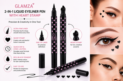 Glamza 2 in 1 Liquid Eyeliner with Heart Stamp