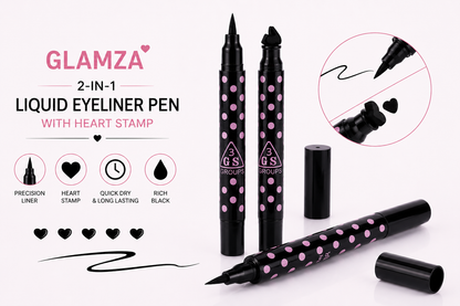 Glamza 2 in 1 Liquid Eyeliner with Heart Stamp