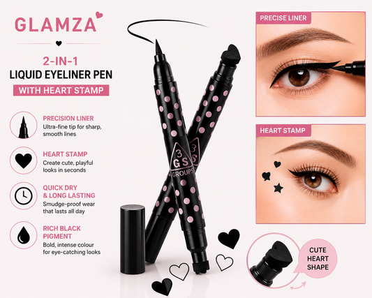 Glamza 2 in 1 Liquid Eyeliner with Heart Stamp