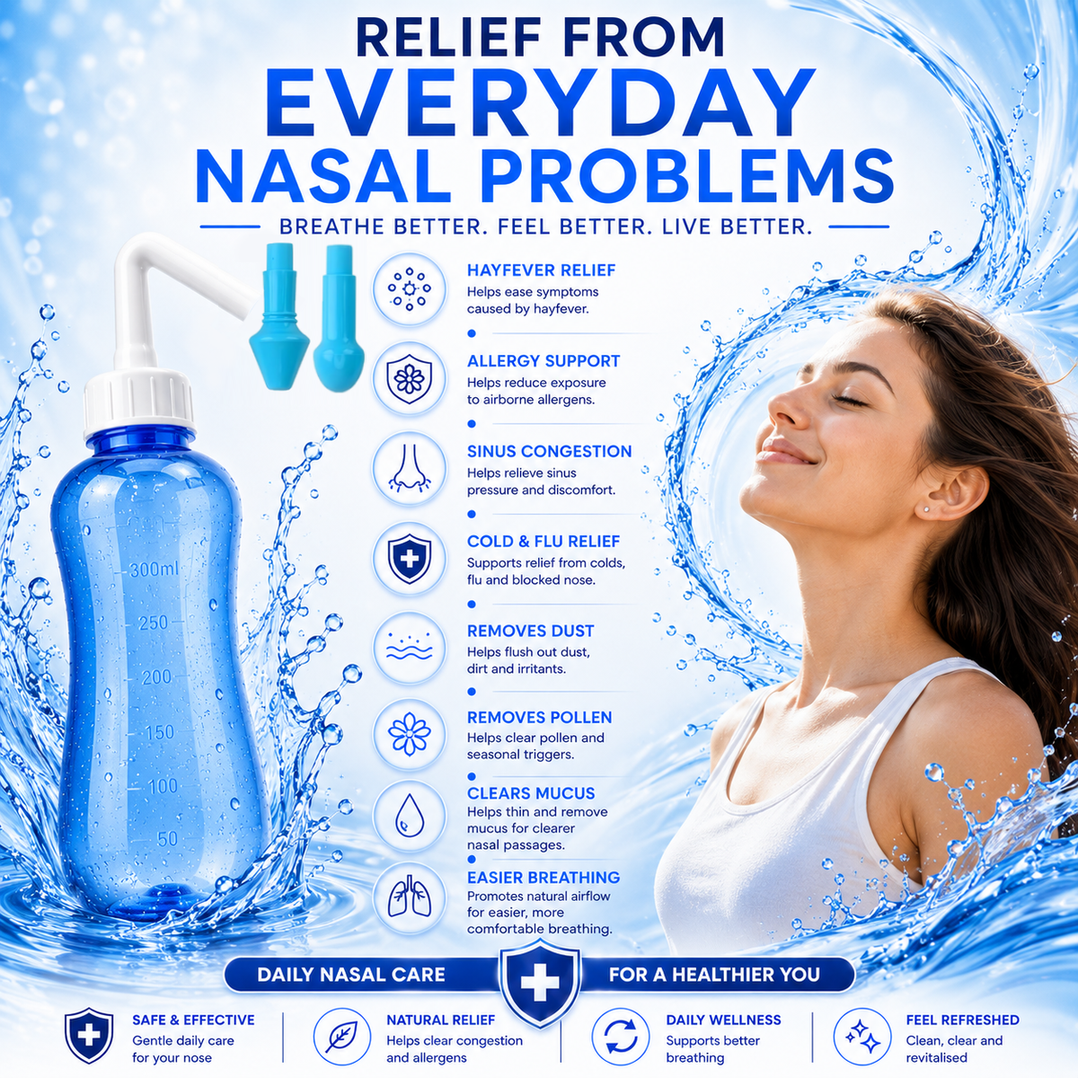 Glamza Nose Wash – Nasal Irrigation & Hay Fever Relief Bottle