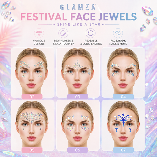 Glamza Festival Face Jewels | Self-Adhesive Face & Body Crystals