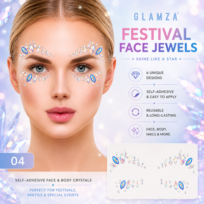 Glamza Festival Face Jewels | Self-Adhesive Face & Body Crystals
