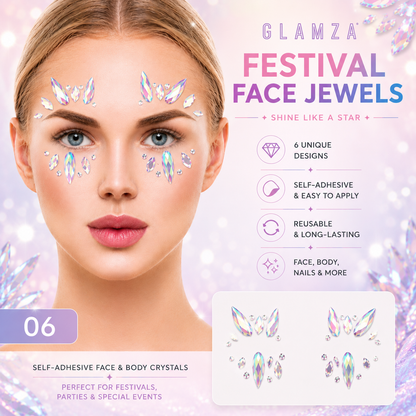 Glamza Festival Face Jewels | Self-Adhesive Face & Body Crystals