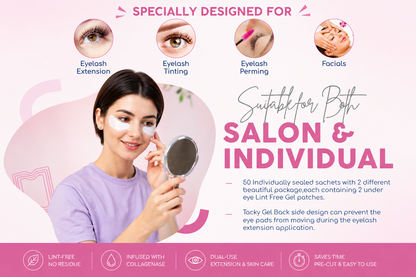 Glamza Dual-Use Lint-Free Eyelash Extension & Skin Tightening Patches