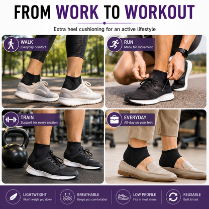 Glamza Shock-Absorbing Heel & Ankle Support Socks – Plantar Fasciitis Foot Wraps