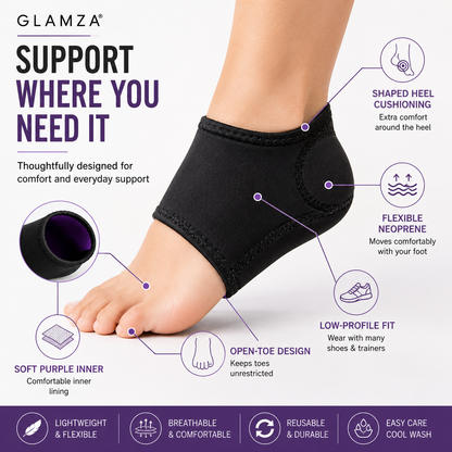 Glamza Shock-Absorbing Heel & Ankle Support Socks – Plantar Fasciitis Foot Wraps