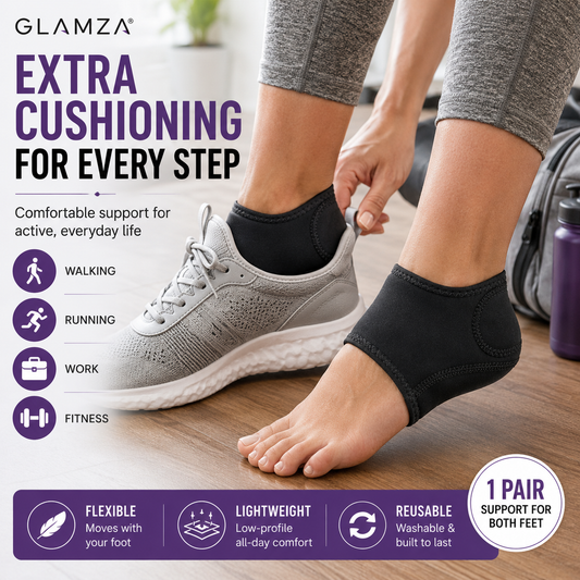 Glamza Shock-Absorbing Heel & Ankle Support Socks – Plantar Fasciitis Foot Wraps