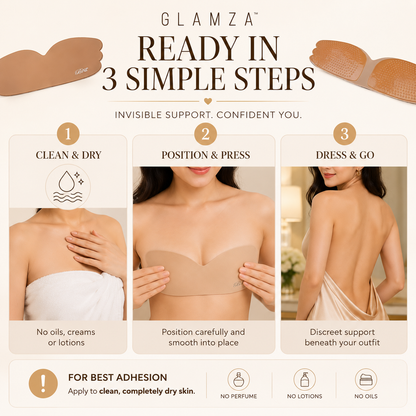 Glamza Invisible Bra – Strapless & Backless Self-Adhesive Bra