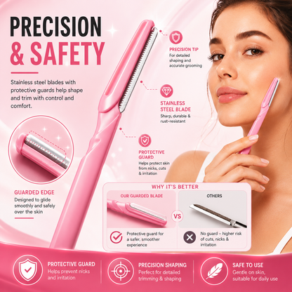 Glamza No Flick Eyebrow & Dermaplaning Razors – 3 Pack