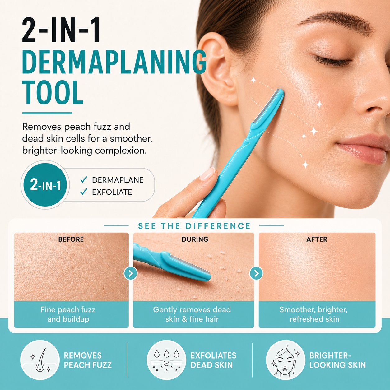 Glamza No Flick Eyebrow & Dermaplaning Razors – 3 Pack
