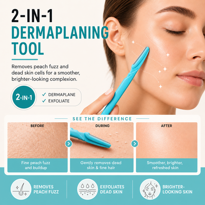 Glamza No Flick Eyebrow & Dermaplaning Razors – 3 Pack
