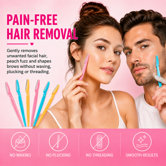 Glamza No Flick Eyebrow & Dermaplaning Razors – 3 Pack