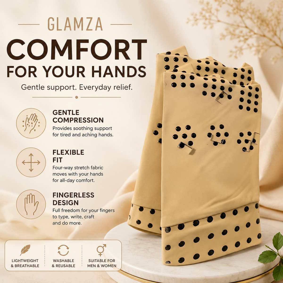 Glamza Magnetic Arthritis Gloves – Comfortable Relief for Aching Hands