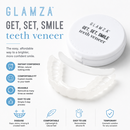 GLAMZA Get Set Smile Veneers – Temporary Cosmetic Teeth Cover