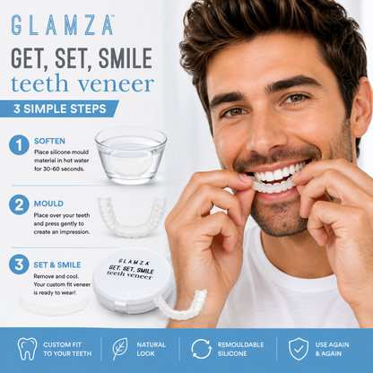 GLAMZA Get Set Smile Veneers – Temporary Cosmetic Teeth Cover
