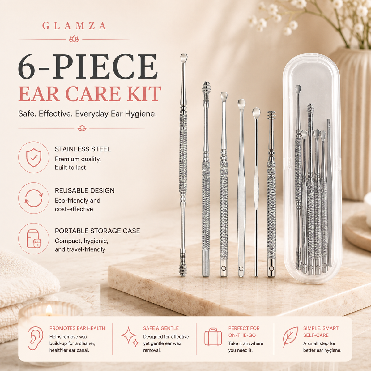 Glamza 6pc Ear Wax Removal Kit