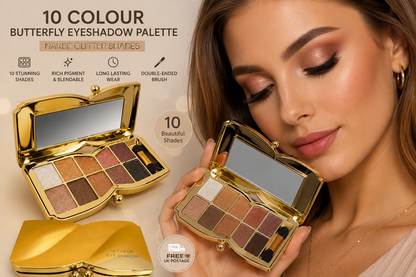 10 Colour Eyeshadow Butterfly Palette - Naked Glitter Shades