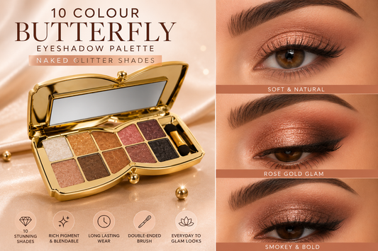 10 Colour Eyeshadow Butterfly Palette - Naked Glitter Shades