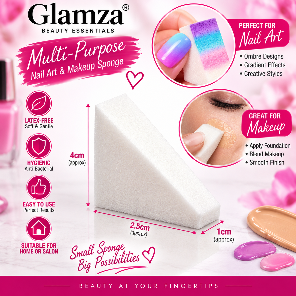 Glamza Nail Art & Makeup Sponge – Single Sponge Option