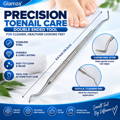 Glamza Double Ended Ingrown Toenail Corrector & Lifter Tool – Stainless Steel Nail Cleaner
