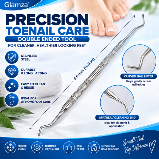 Glamza Double Ended Ingrown Toenail Corrector & Lifter Tool – Stainless Steel Nail Cleaner