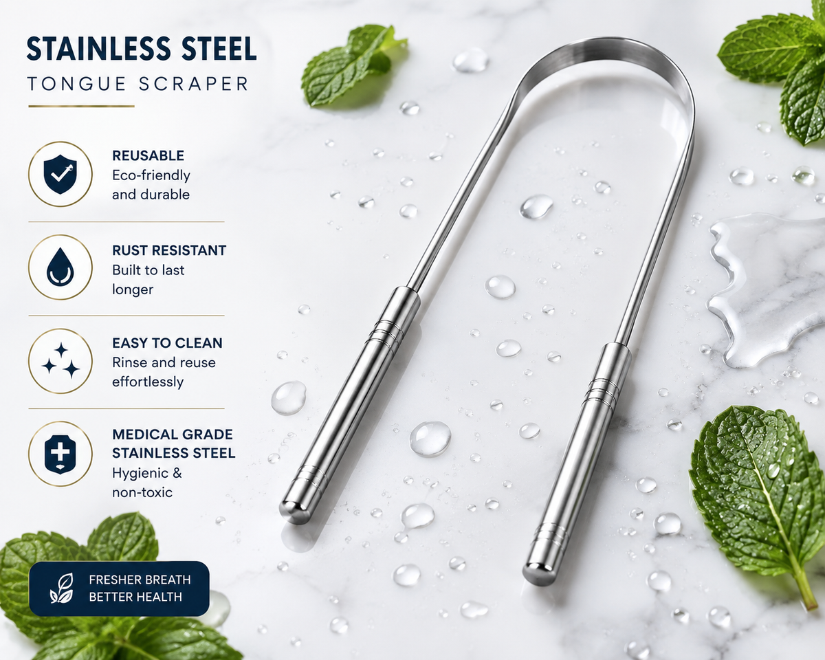 Glamza Stainless Steel Tongue Scraper