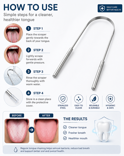 Glamza Stainless Steel Tongue Scraper