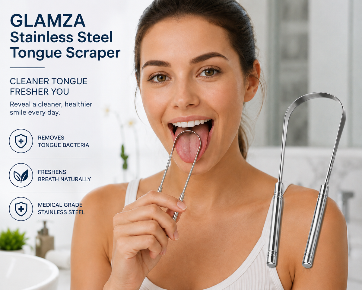 Glamza Stainless Steel Tongue Scraper
