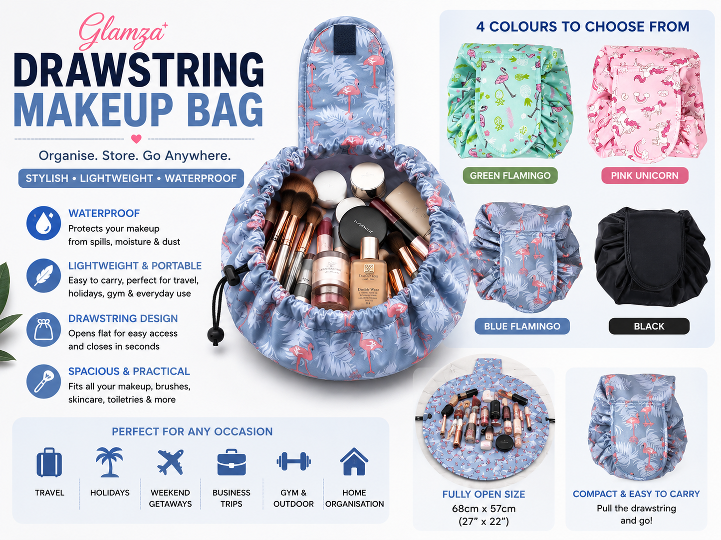Glamza Magic Drawstring Travel Pouches - 4 Options