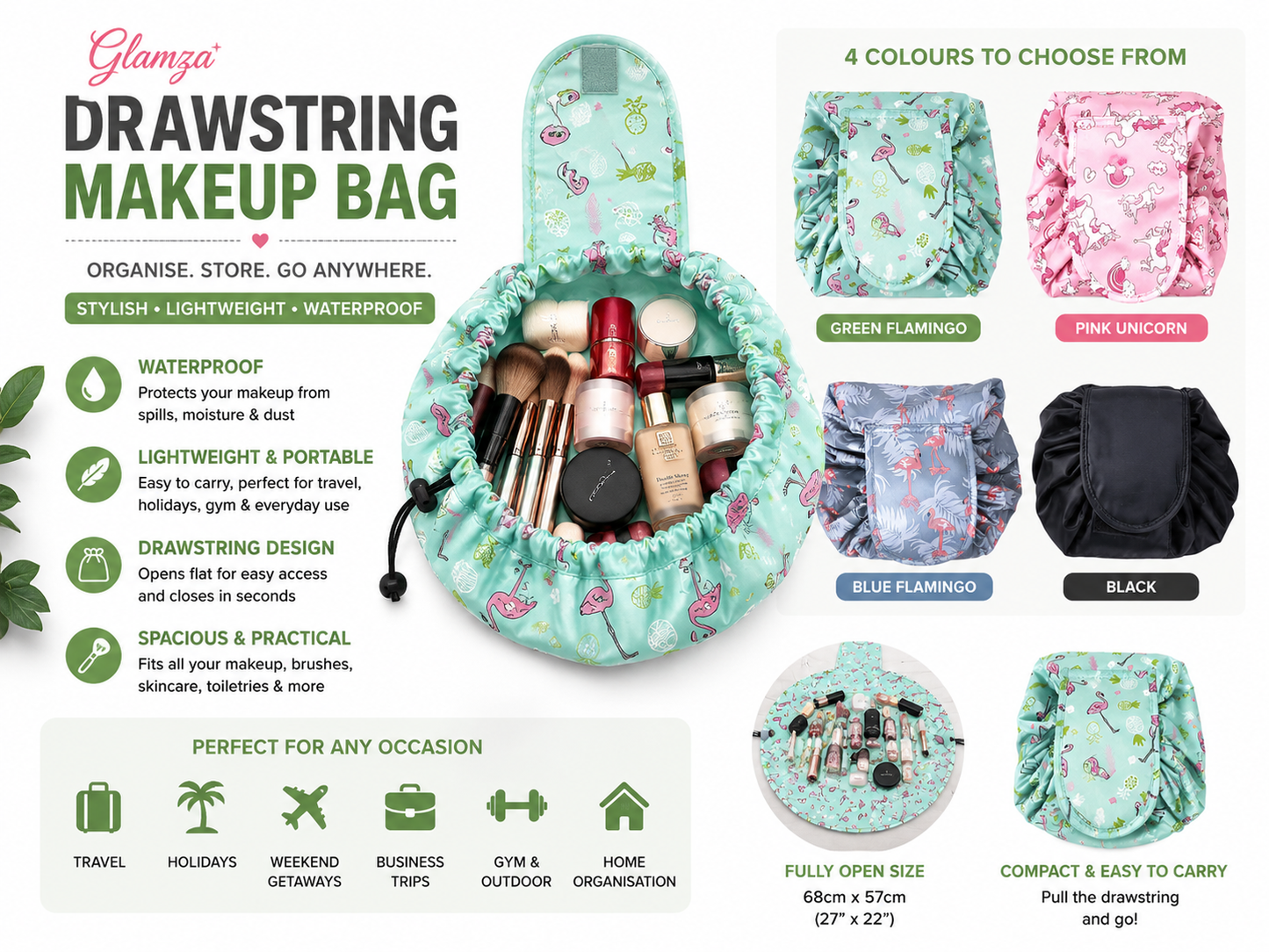Glamza Magic Drawstring Travel Pouches - 4 Options