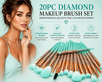 20pc Diamond Make Up Brush Sets - 2 Colour Choices