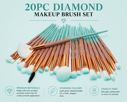 20pc Diamond Make Up Brush Sets - 2 Colour Choices