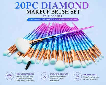 20pc Diamond Make Up Brush Sets - 2 Colour Choices