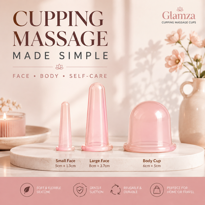 Glamza Cupping Massage Cups – Silicone Face & Body Massage Cups