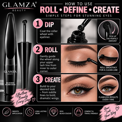 Glamza Black Roller Wheel Eyeliner – Precision Beauty for Every Look