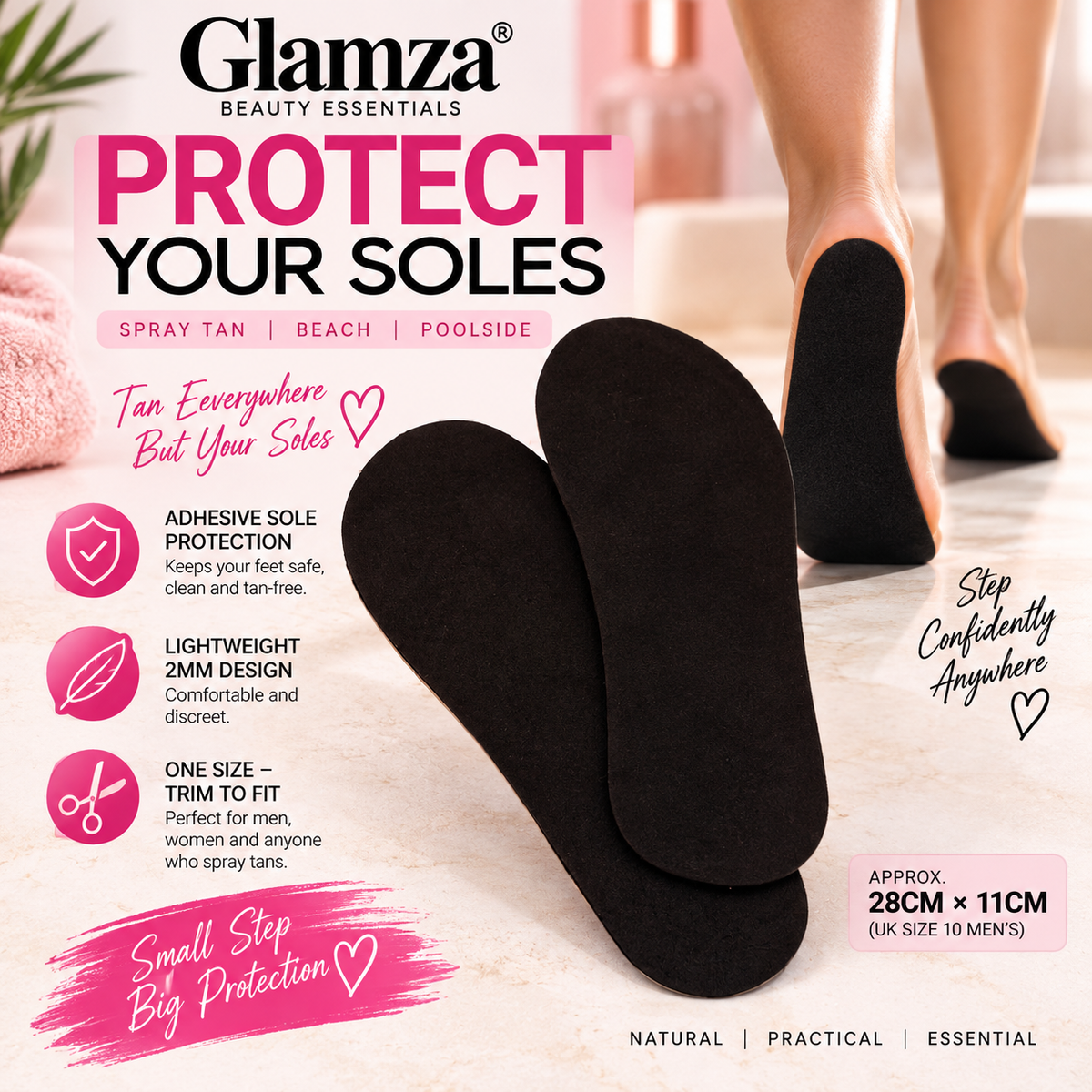 Glamza Tanning Sticky Feet – Pair of Protective Adhesive Soles