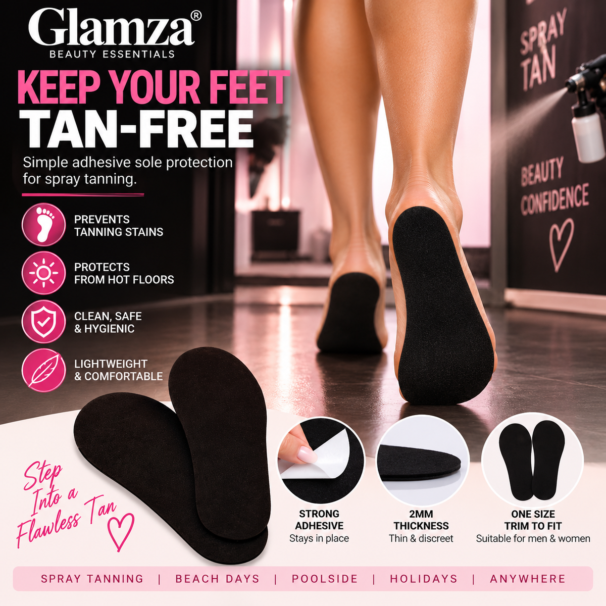 Glamza Tanning Sticky Feet – Pair of Protective Adhesive Soles