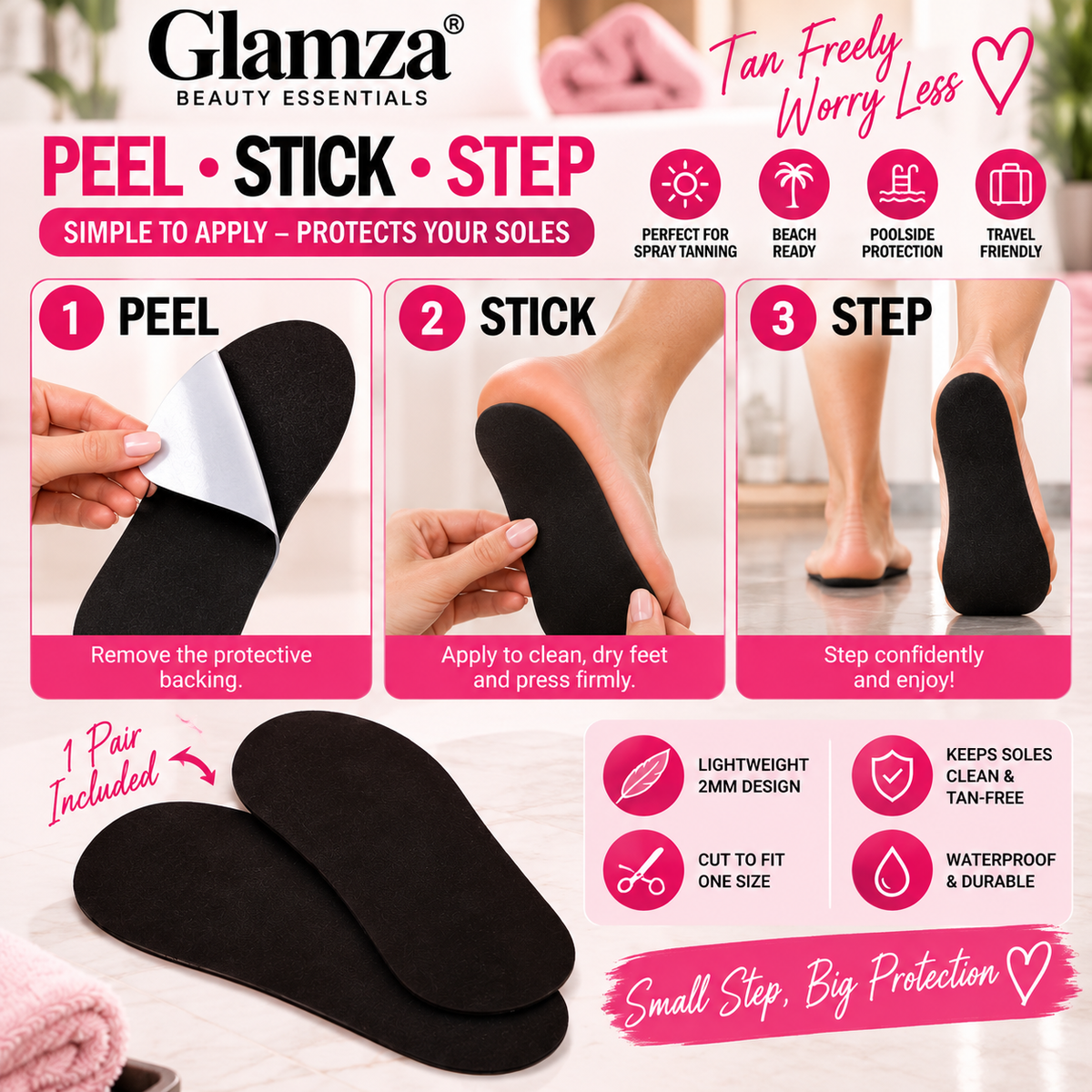 Glamza Tanning Sticky Feet – Pair of Protective Adhesive Soles