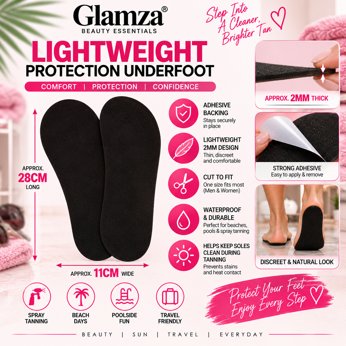 Glamza Tanning Sticky Feet – Pair of Protective Adhesive Soles