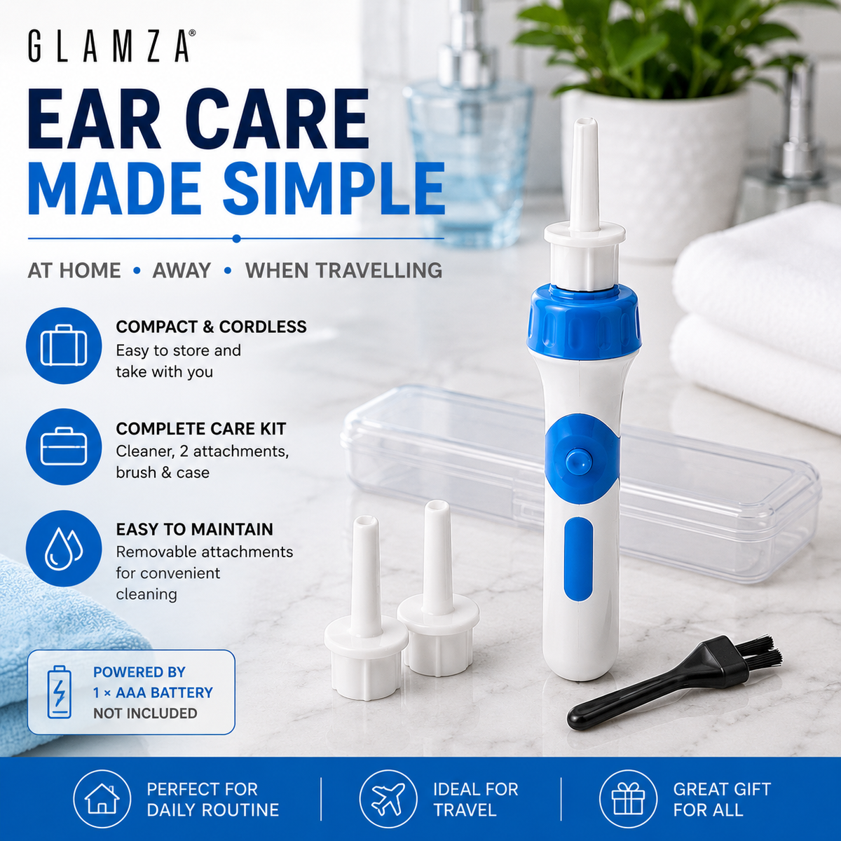 Glamza Vacuum Ear Cleaner – Suction & Vibration Ear Cleaning Kit - Version 1