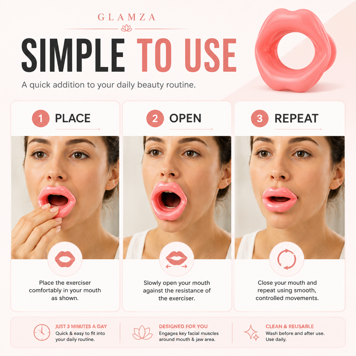 Glamza Face Toner & Exerciser – Facial Muscle Exercise Tool