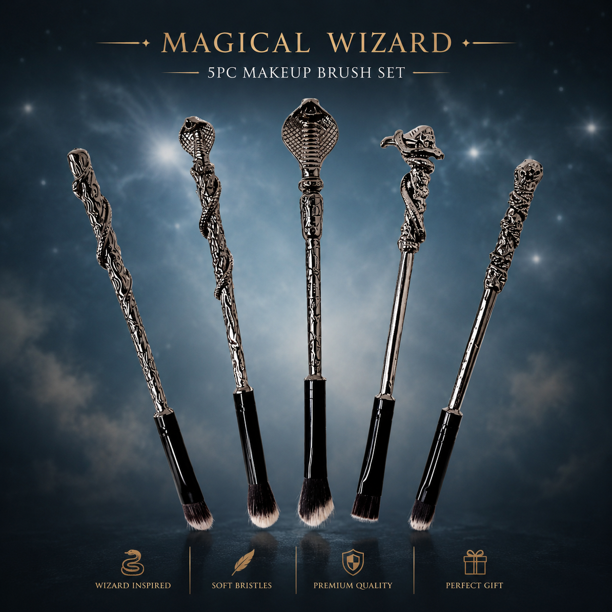 Harry Potter Themed 5pc Magical Snakehead Makeup Brush Set